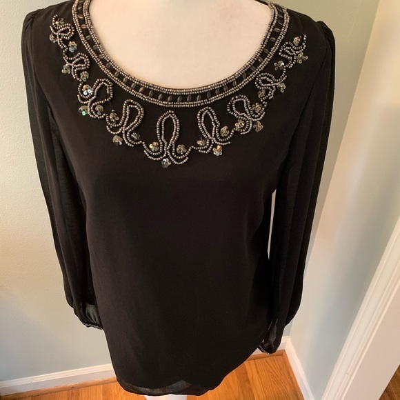 Forever 21 Black embellished blouse, size L - Picture 1 of 6
